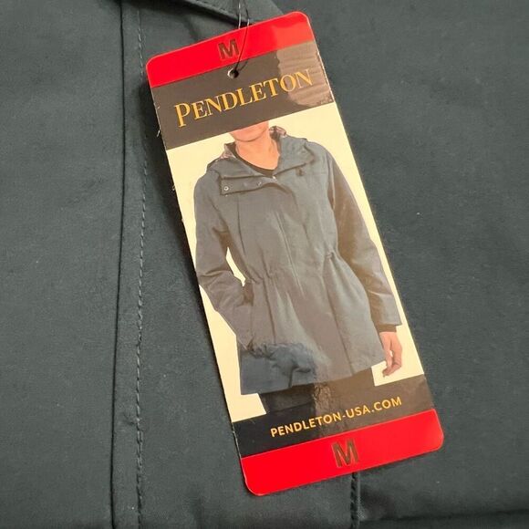 NWT PENDLETON Women’s Jacket Medium Blue Lined Ribbed Cuffs Pockets Toggle Waist - Picture 3 of 16